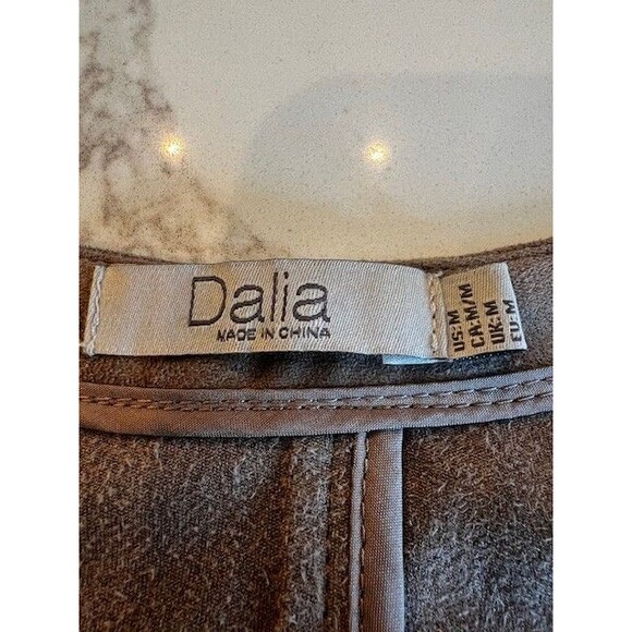 Daila Taupe Faux Suede Open Front Waterfall Stretch Cropped Jacket Size Med - Picture 8 of 10